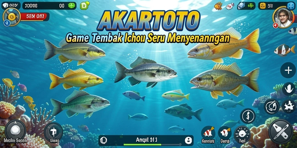 Tampilan gameplay seru dari AKARTOTO saat berburu ikan.