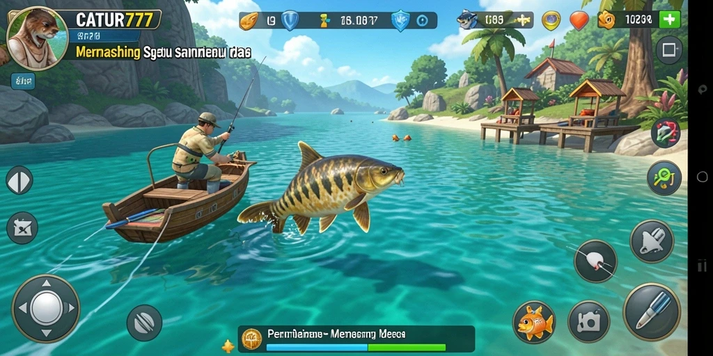 Tampilan gameplay CATUR777 yang menampilkan aksi memancing mengesankan.