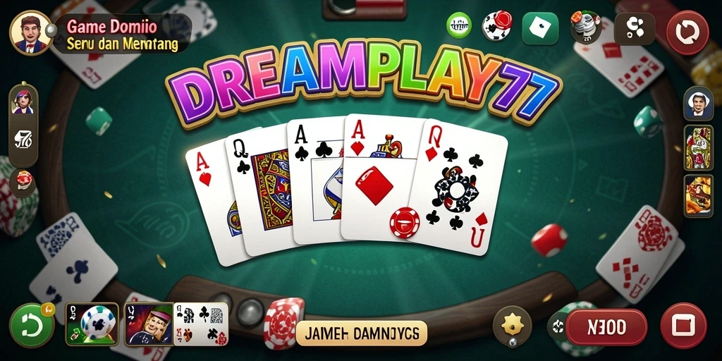 Tampilan gameplay seru dalam DREAMPLAY77 yang memperlihatkan keasyikan bermain Domino.