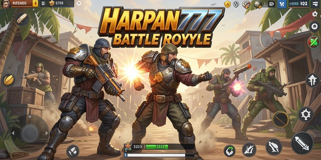 Tampilkan gameplay seru dari HARAPAN777 dalam pertarungan Battle Royale.