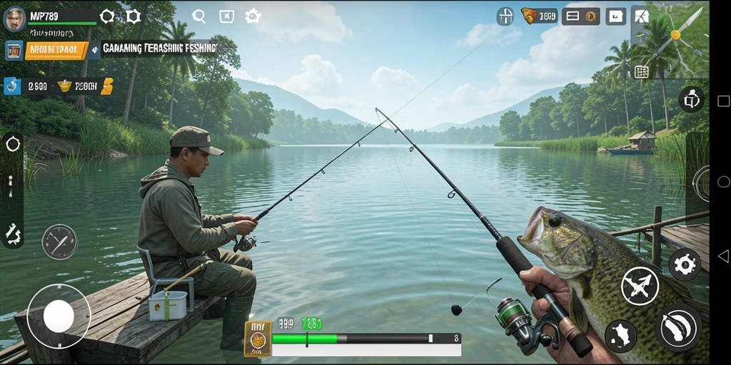 Screenshot dari gameplay <strong>MVP789</strong> yang menampilkan suasana memancing yang mendebarkan.