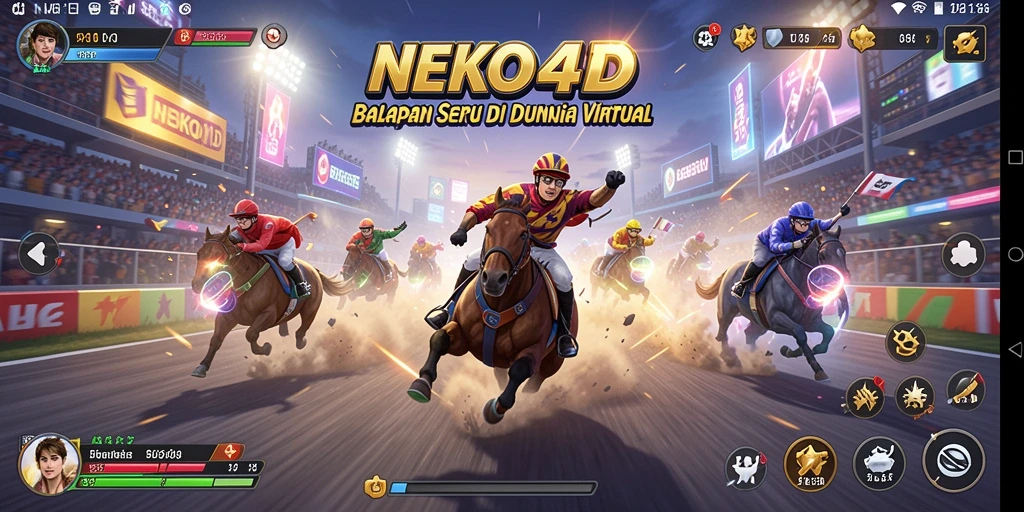 Tampilan gameplay Racing NEKO4D dengan mobil dan lintasan yang menarik.