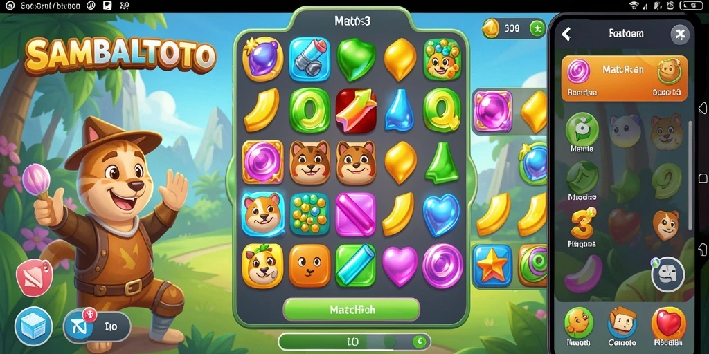 Tampilan menarik dari gameplay SAMBALTOTO dengan mekanisme Match-3.