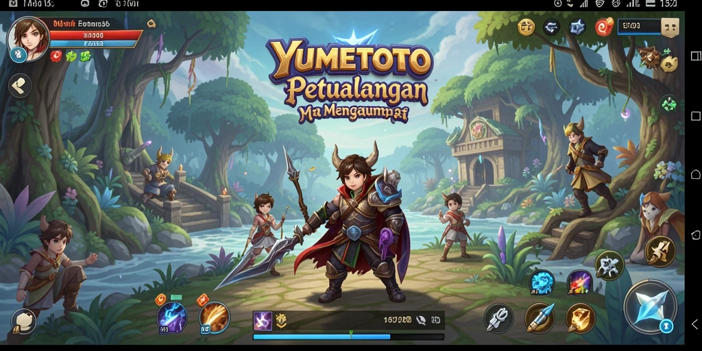 Tangkapan layar gameplay YUMETOTO yang menampilkan pertarungan epik.